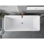 MEXEN/S - Tava volně stojící vana reliéf 170 x 75, bílá/černá, sifon a přepad růžové zlato 52851707575-60