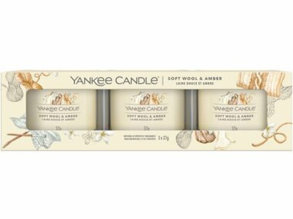 YANKEE CANDLE Soft Wool & Amber 3× 37 g