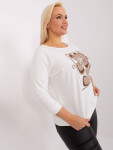 Ecru dámská halenka plus size s perlami