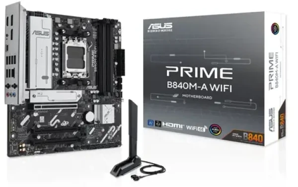 ASUS PRIME B840M-A WIFI / B840 / 4x DDR5 / 1x 2.5GLAN / Wi-Fi 6E / mATX (90MB1J20-M0EAY0)