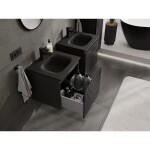 MEXEN/S - Rivel koupelnová skříňka 50 cm s umyvadlem Vela, 1 šuplík, reliéf , černá mat 91A20-05047-1-BF71-W23M71