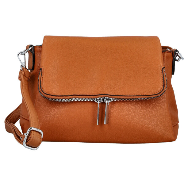 Stylová dámská koženková crossbody kabelka Kornelia, koňaková