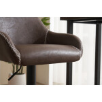 Židle barová, potah hnědá látka v dekoru vintage kůže, chromová podnož