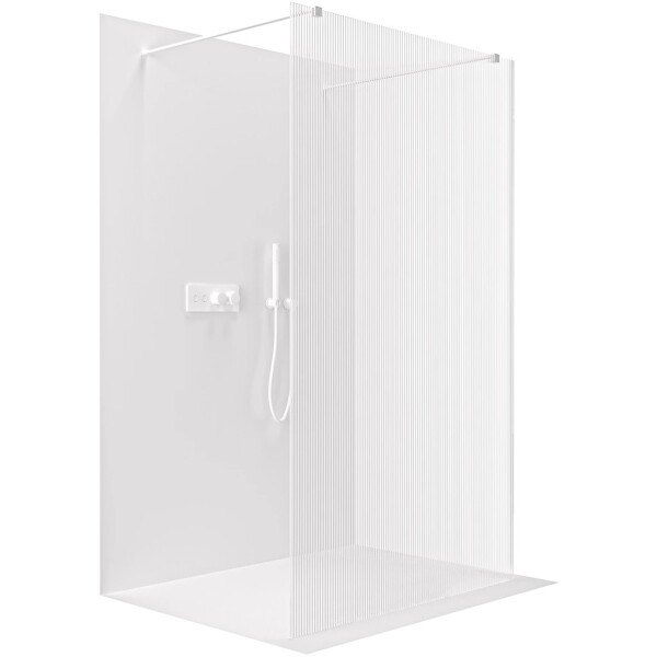 CERANO Sprchová zástěna Walk-in Onyx Duo L/P - 8 mm - hranatá vzpěra - bílá matná, rýhované sklo - 110x200 cm