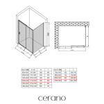 CERANO - Sprchový kout Varone LINE L/P - 6 mm - černá matná, transparentní sklo - 120x90x195 - posuvný CER-DY50514091