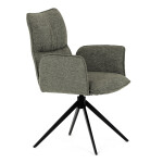 Židle jídelní, zelená látka, 360° vratný mechanismus, černý kov
