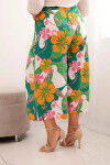 Dámské kalhoty Plus Size z viskózy s květinovým vzorem oranžová UNI
