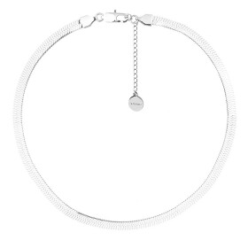Ocelový náhrdelník Elsa 5 mm plochý had, chirurgická ocel, choker, Stříbrná 35 cm + 5 cm (prodloužení)