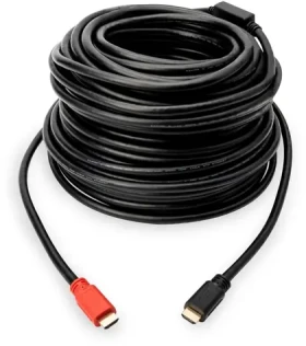 Digitus DB-330118-100-S černá/červená / HDMI kabel se zesilovačem signálu / 10 m / High Speed + Ethernet / UHD 4K/30Hz (DB-330118-100-S)