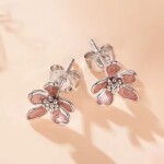 Stříbrné květinové náušnice Helen - stříbro 925/1000, Hnědá