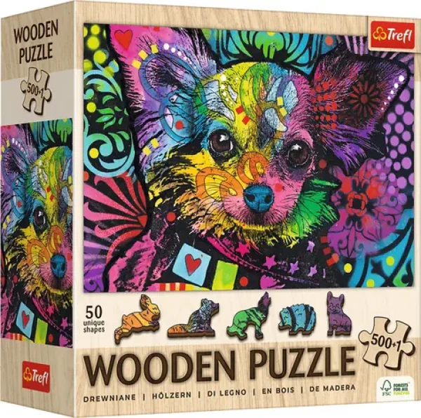 TREFL Wood Craft Origin Dřevěné puzzle Barevné štěně