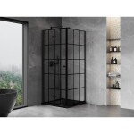 MEXEN/S - Mist-F sprchový kout skládací dveře levá 85 x 85, černá kratka, černá 8A6T-085-085-70-77-L