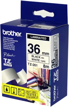 Brother páska černý tisk na bílém podkladu / Páska do tiskárny štítků / 6 mm / 8 m (TZ261)