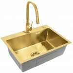 REA - Ocelový dřez Liam BRUSH GOLD s kuchyňskou baterií KPL-96007