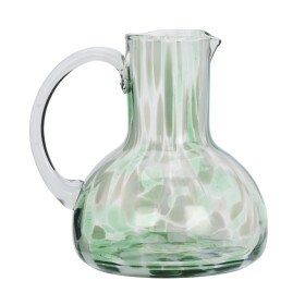 MADAM STOLTZ Skleněný džbán z brokového skla 14 cm, zelená barva, sklo