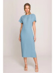 Tužkové šaty s rozparkem na boku S398 nebesky modré - Stylove M