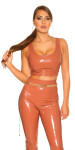 Sexy KouCla Latex Look Crop Top barva red velikost M