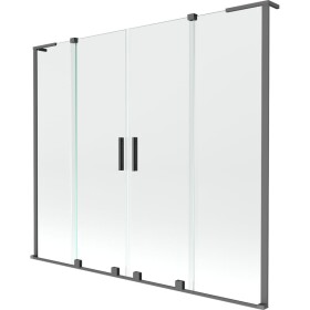 MEXEN/S - Velar L Duo dvoukřídlá posuvná vanová zástěna 200 x 150, transparent, grafit metal 896-200-003-02-95