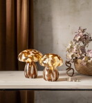 STAR TRADING Svítící LED dekorace Funghi Brown Glass 17 cm, hnědá barva, sklo