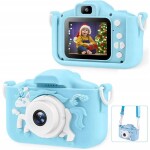 Iso Trade Digitální fotoaparát pro děti Koník X5 modrý 64 GB karta