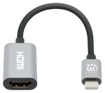 Manhattan USB-C na HDMI šedá / Adaptér / 4K 60Hz / HDCP 2.3 / hliníkové tělo (153973)