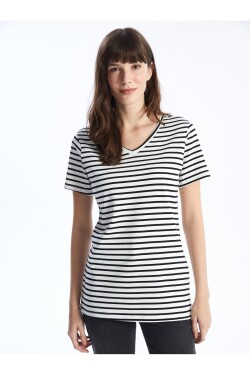LC Waikiki V-Neck Striped Short Sleeve Women's T-Shirt