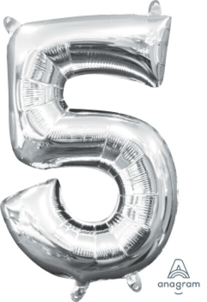 Amscan Balónek foliový narozeniny číslo 5 stříbrný 35 cm Amscan Balónek foliový narozeniny číslo 5 stříbrný 35 cm