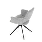 Židle jídelní, šedá látka, 360° vratný mechanismus, černý kov