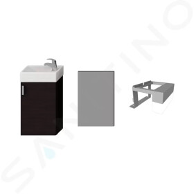 JIKA - Petit Skříňka s umývátkem, 386x221x585 mm, zrcadlo, osvětlení, tmavý dub H4535141753021