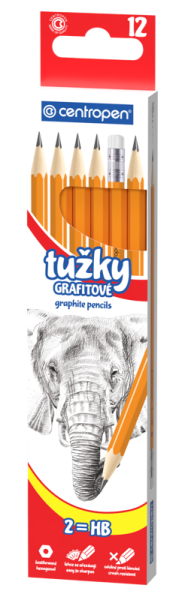 Grafitová tužka šestihranná Centropen 9510, s gumou - číslo 2