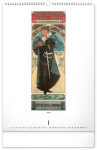 Nástěnný kalendář 2027 Notique Alfons Mucha, 33 × 46 cm