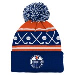 Outerstuff Dětská předškolní zimní čepice Edmonton Oilers NHL Face-Off Cuff Pom