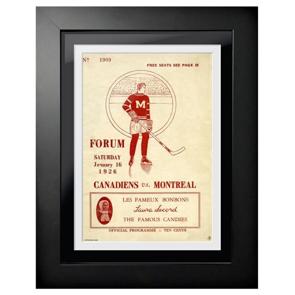 Mustang Obraz v rámu Montreal Canadiens NHL Program Cover Forum Sports Magazine Canadiens vs. Montreal 1926