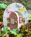 Talking Tables Dřevěná dvířka pro víly Mini Fairy Door, růžová barva, dřevo