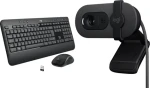 Logitech MK540 Advanced US + Brio 100 šedá / Bezdrátová sada klávesnice, myši a webkamery / USB