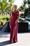 299-19 CHIARA elegantní maxi dlouhé šaty bez ramínek - FUKSY S BROKEREM XXL