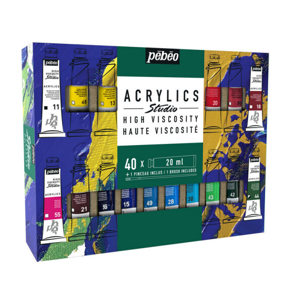 Pébéo Studio Acrylic sada 40 x 20 ml + štětec, nový obal