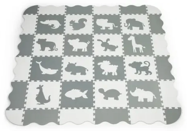 ECOTOYS Pěnové puzzle Zvířata šedá-bílá SX s okraji / od 3 let (ECOEVA001)