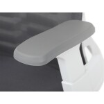 Židle kancelářská, tmavě šedá síťovina MESH, bílý plast, plastový kříž