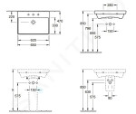 VILLEROY & BOCH - Avento Umyvadlo nábytkové 650x470 mm, s přepadem, otvor pro baterii, CeramicPlus, Stone White 415865RW