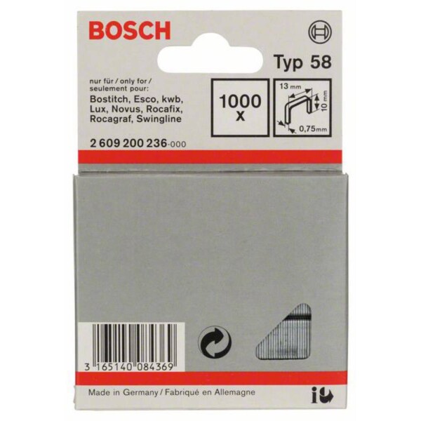 Bosch Accessories 2609200236 svorky z jemného drátu Typ 58 1000 ks Rozměry (d x š) 10 mm x 13 mm
