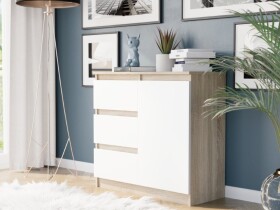 DumDekorace Komoda R-80-S3 se zásuvkami 80 cm - různé barevné varianty sonoma mix bílá