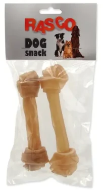 RASCO Uzel bůvolí 15 cm 2 ks / Pamlsky pro psy / Buvolí kůže / Střední a velká plemena (4904-69021)