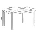 Jídelní stůl 120x80x75 cm, masiv dub bílý, povrchová úprava olejem, nohy 8x8 cm