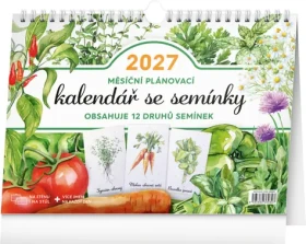 NOTIQUE Měsíční plánovací se semínky 2027 / Stolní kalendář / 30 × 21 cm