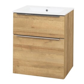 Mereo Mailo, koupelnová skříňka s keramickým umyvadlem 61 cm, dub Riviera, elox AL madlo CN520A