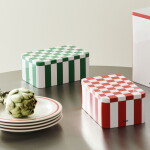 HAY Plechová dóza s víkem Green / Off White Small, zelená barva, kov