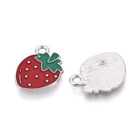 Kovový přívěsek - jahoda - 15 x 13 x 1 mm - 1 ks