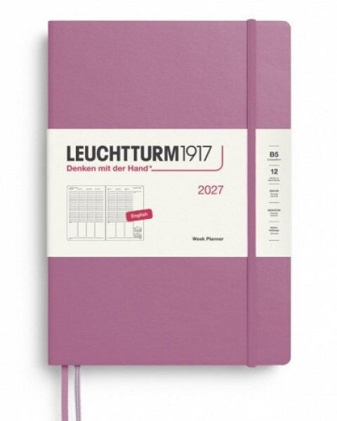 Týdenní plánovač Dusty Rose, Composition B5 2027, anglicky