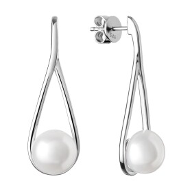 Stříbrné náušnice s řiční perlou Rebecca, stříbro 925/1000, Bílá